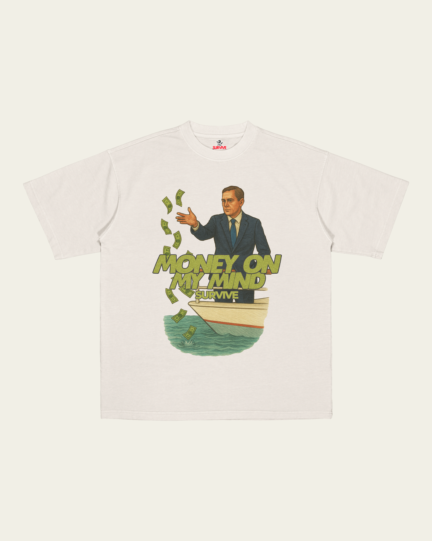 T-SHIRT IVORY OVERSIZED MONEY ON MY MIND