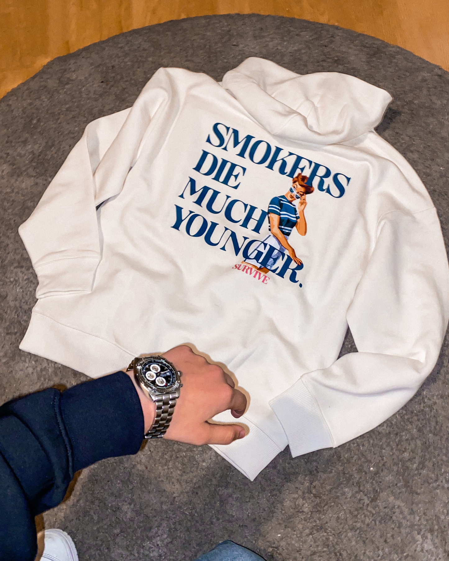 HOODIE IVORY OVERSIZE SMOKERS