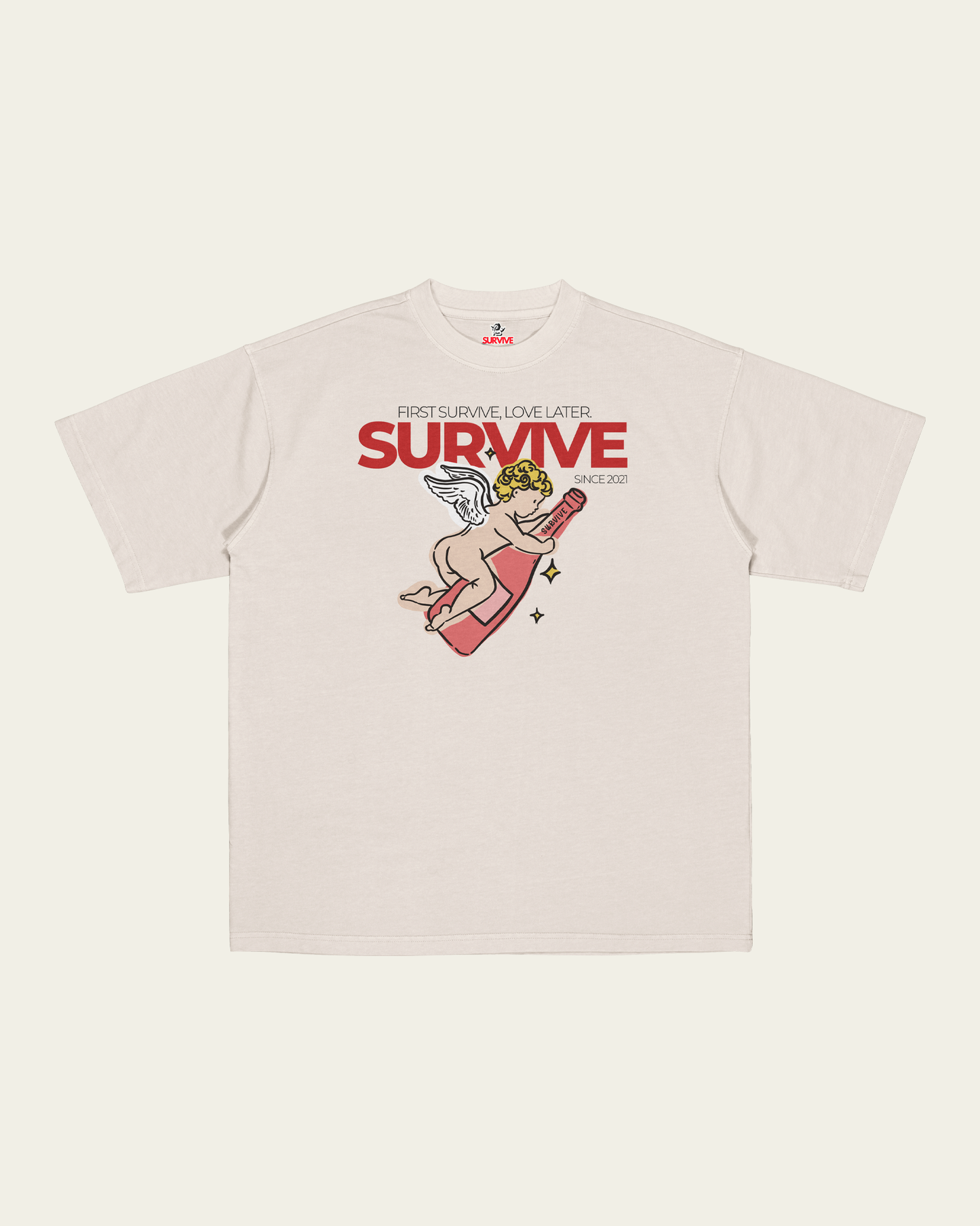 T-SHIRT IVORY OVERSIZED LOVE LATER