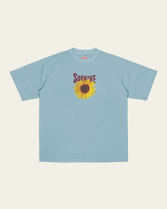 T-SHIRT AZUL OVERSIZED FLOR DE ESTUFA