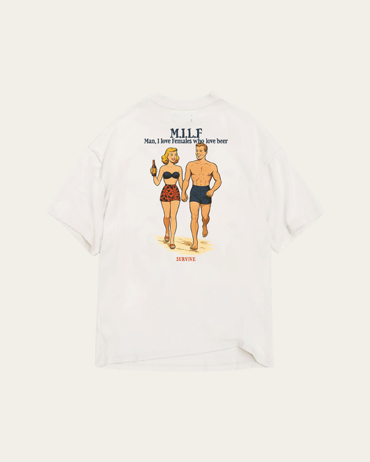 T-SHIRT BRANCA OVERSIZED M.I.L.F
