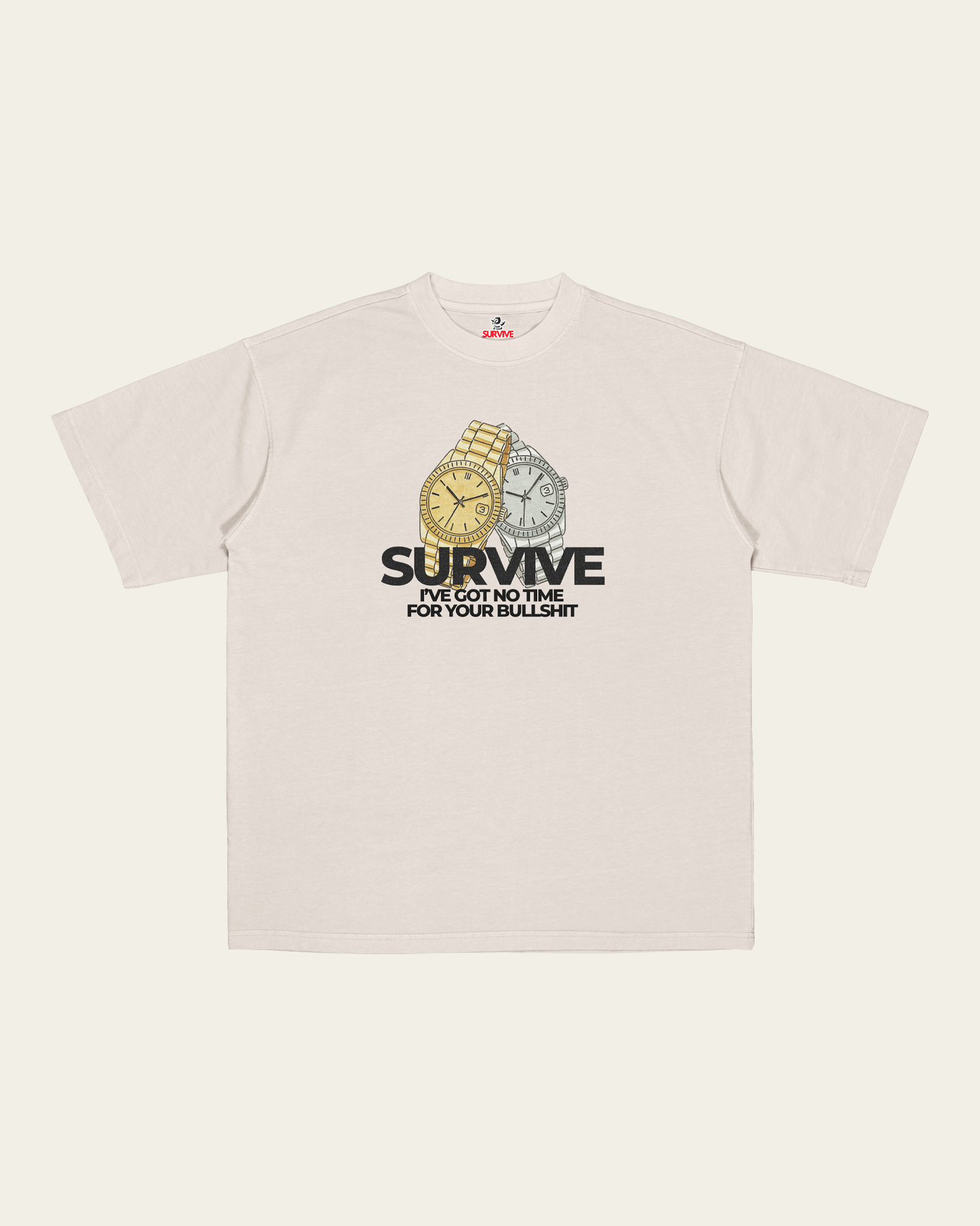 T-SHIRT IVORY OVERSIZED NO TIME FOR YOUR BULLSHIT