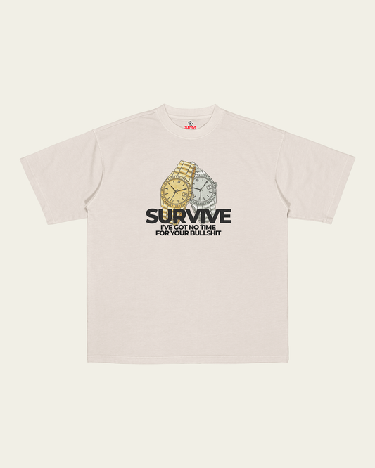 T-SHIRT IVORY OVERSIZED NO TIME FOR YOUR BULLSHIT