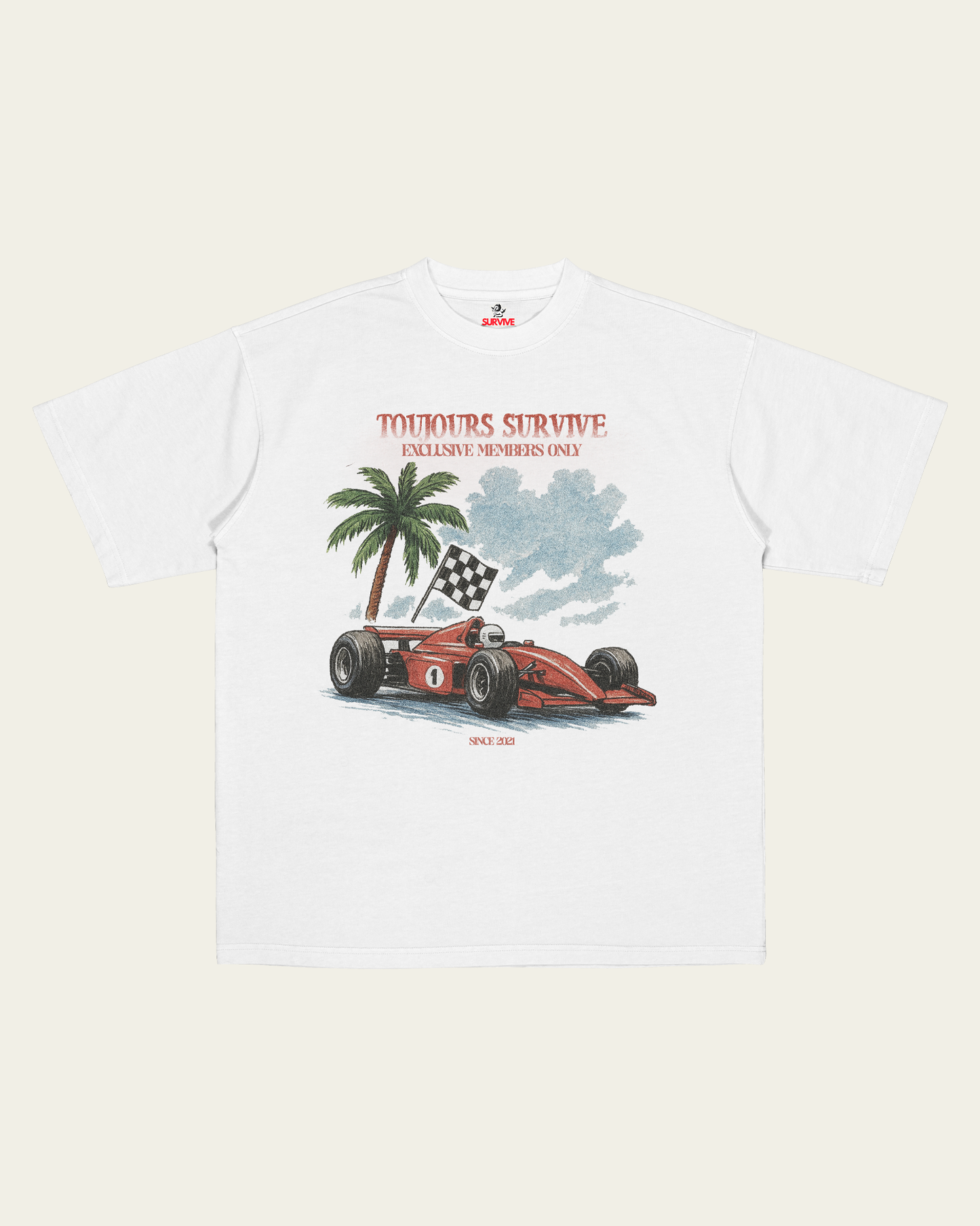 T-SHIRT BRANCA OVERSIZED TOUJOURS SURVIVE