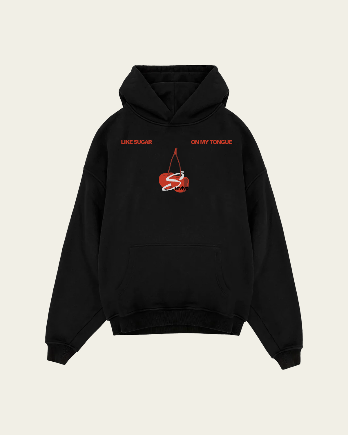 HOODIE PRETA OVERSIZED SUGAR ON MY TONGUE