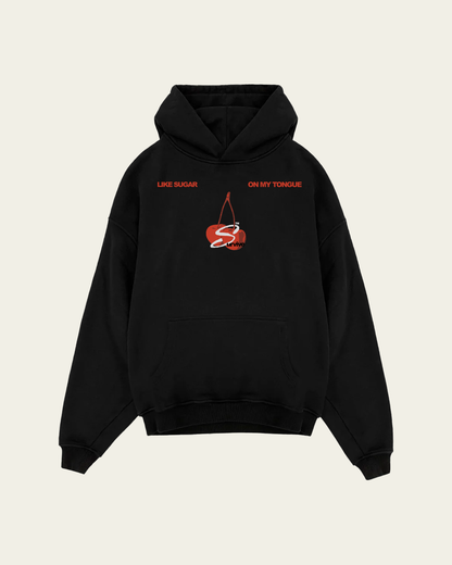 HOODIE PRETA OVERSIZED SUGAR ON MY TONGUE