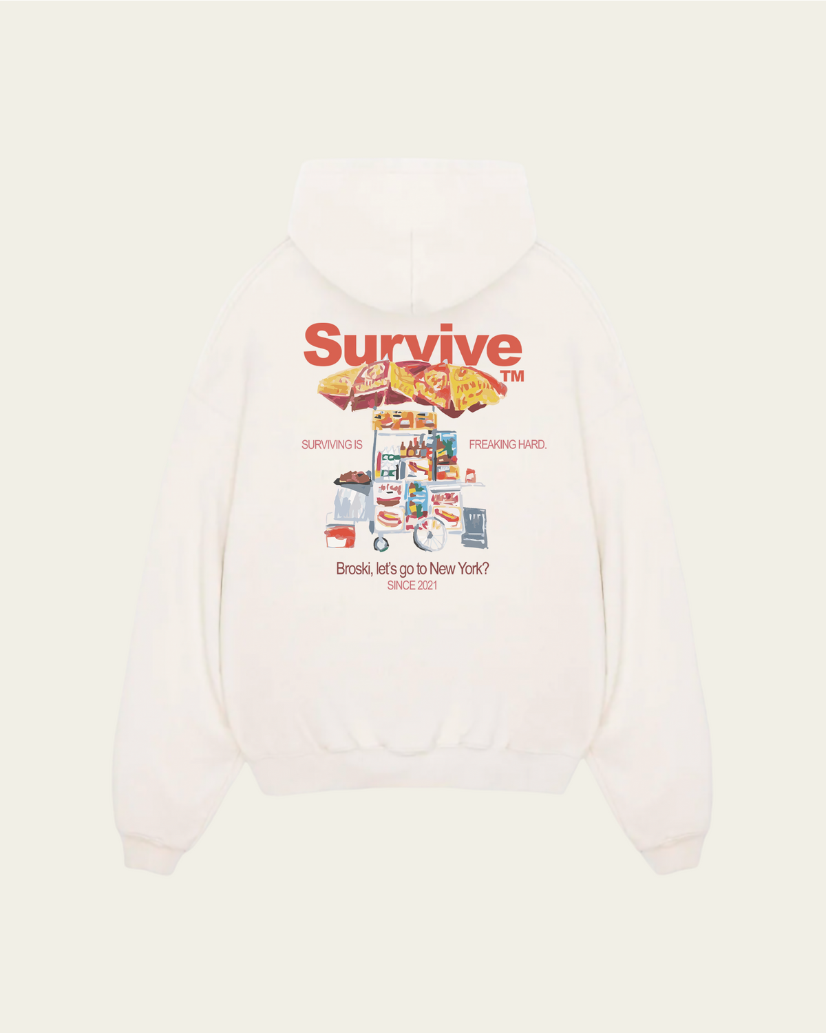 HOODIE IVORY BROSKI LET'S GO TO NY