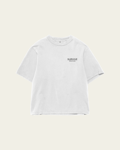 T-SHIRT BRANCA OVERSIZED CROPPED MUSIC DOESN'T BREAK MY HEART