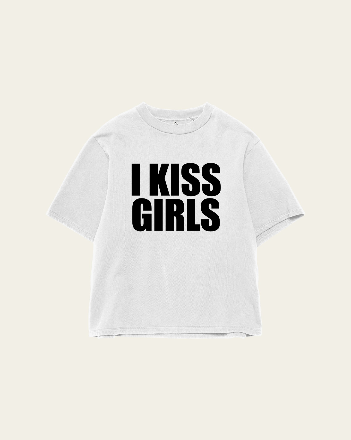 T-SHIRT BRANCA CROPPED I KISS GIRLS