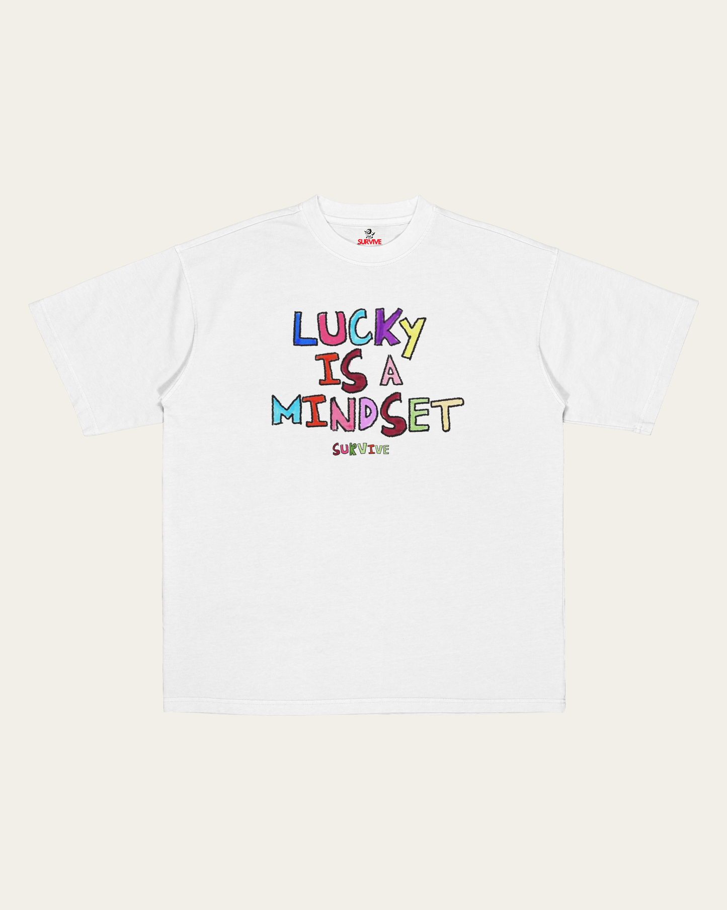 T-SHIRT BRANCA OVERSIZED LUCKY IS A MINDSET
