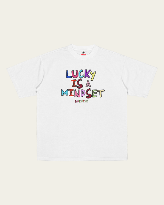 T-SHIRT BRANCA OVERSIZED LUCKY IS A MINDSET