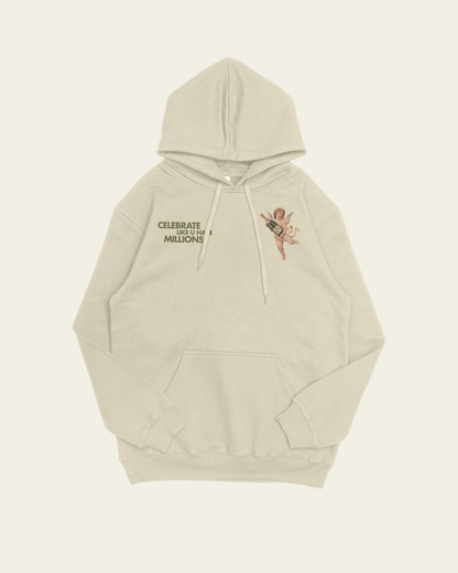 HOODIE IVORY CELEBRATE LIKE U HAVE MILLIONS