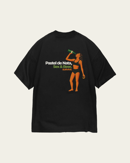 T-SHIRT PRETA OVERSIZED PASTEL DE NATA