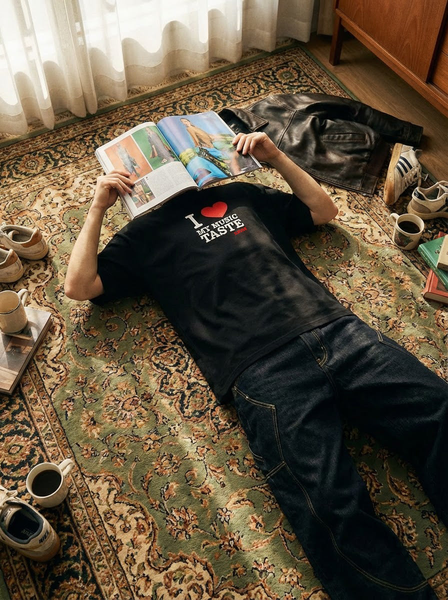 OVERSIZE T-SHIRT PRETA MUSIC DOESN'T BREAK MY HEART