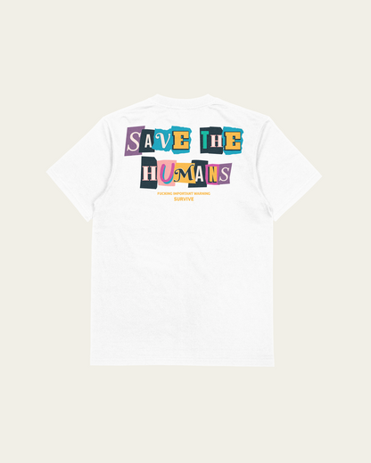 T-SHIRT BRANCA SAVE THE HUMANS